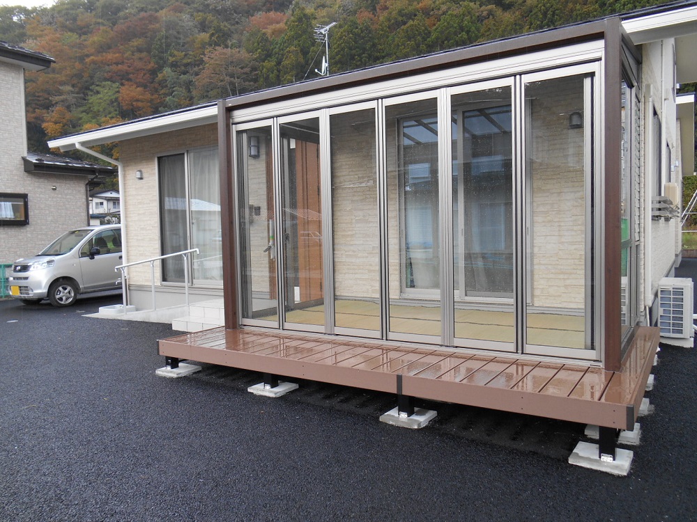 施工事例 ガーデンルーム ブロック フェンス スロープ